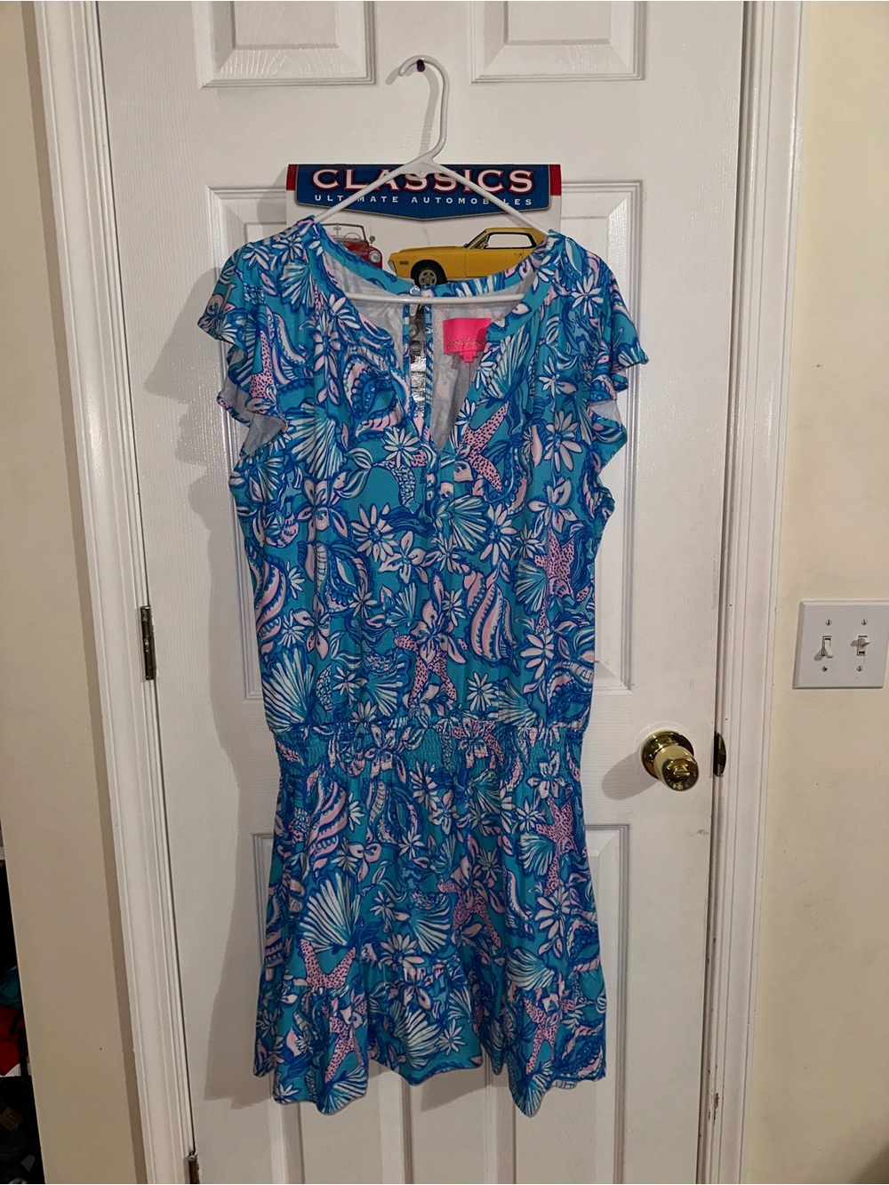 Lilly Pulitzer Blue and Pink Floral V-Neck Dress